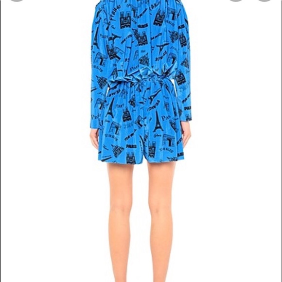 Balenciaga Runway Royal Blue Stretch Velvet Romper Medium - Picture 5 of 6